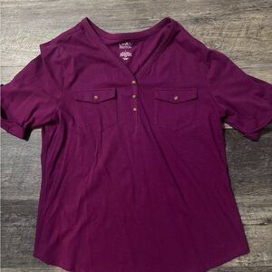 Women's Croft and Barrow Elbow Sleeve Utility Henley Top